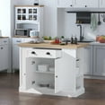 thumbnail image 2 of YYAo 47" Kitchen Storage Island with Drop Leaf, Drawer, Open Shelves and Storage, Kitchen Cart for Dining Room, White, 2 of 7