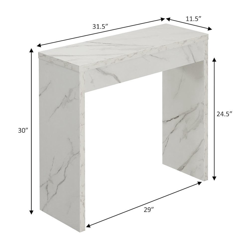 Convenience Concepts Northfield Wood Entryway Console/Hall Table, White Faux Marble