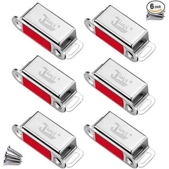 Kitchen Cabinet Magnetic Catch Jiayi 6 Pack Magnetic Door Catch Stainless Steel Drawer Magnet for Cabinet Door Catch Strong Cupboard Magnetic Closures for Cabinet Magnetic Latches Cabinet Closer