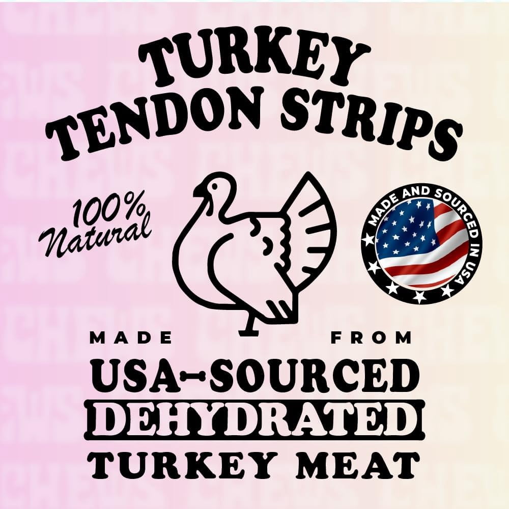 Turkey Tendons for Dogs - Turkey Dog Treats, Tenderloin - Made in The USA -Hypoallergenic Treats for Dogs - 9 oz