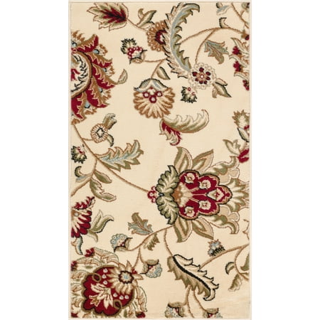 Ivory Floral Area Rug Well Woven Grand Garden Ivory Floral Oriental Modern Formal Area Rug Easy to Clean Stain Fade Resistant Shed Free Traditional Transitional Soft Living Dining Room Rug ()