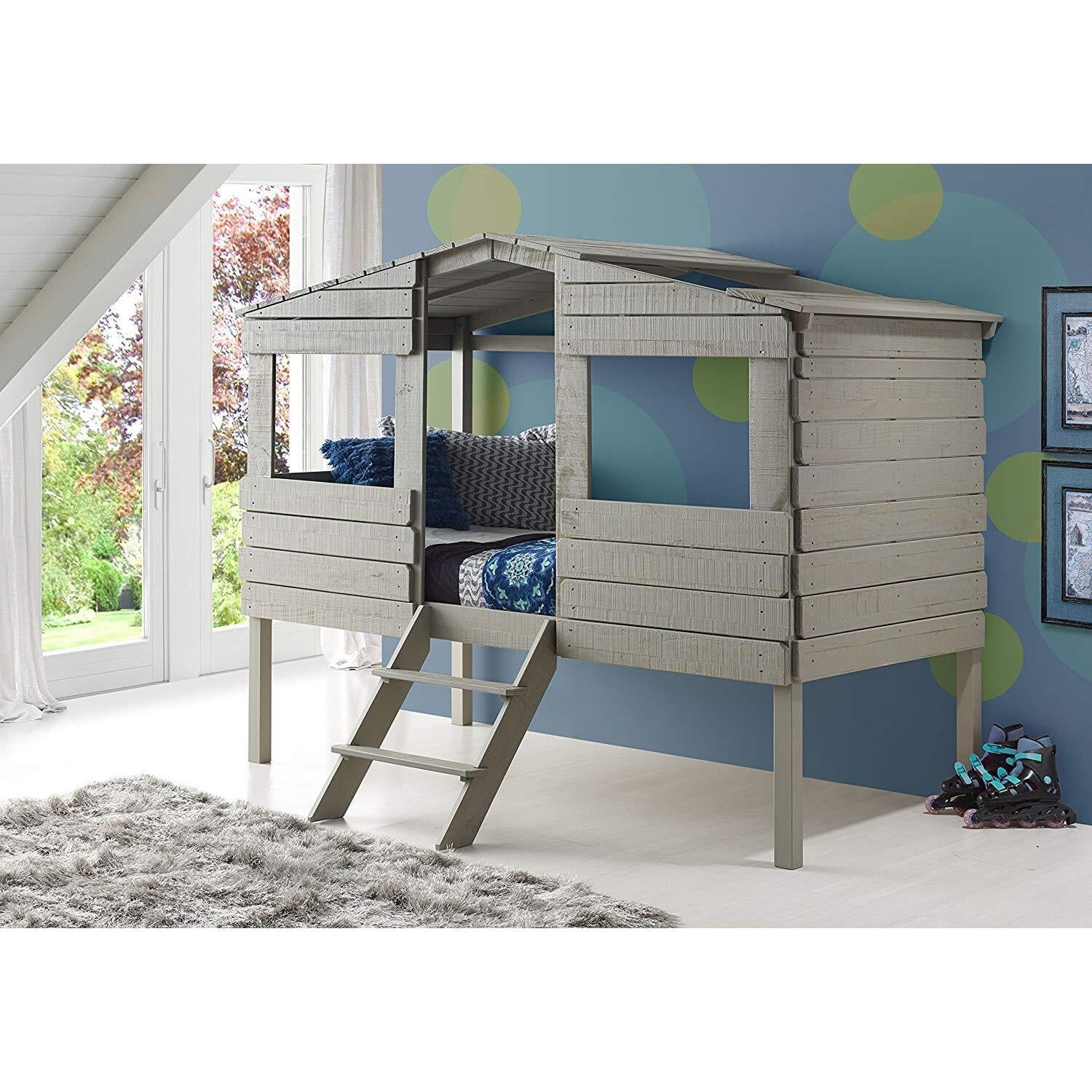 Donco Kids Tree House Low Loft Bed-Color:Rustic Grey,Size ...