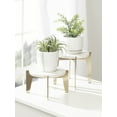 thumbnail image 3 of Kate and Laurel Icelyn Modern Marble Two-Piece Plant Stands, Set of 2, Gold and Marble, Authentic Marble Indoor Plant Stand Set for Use as Living Room Decor or Decorative Tabletop Risers, 3 of 11