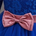 thumbnail image 6 of Girls Maxi Gown Lace Long Sleeve Cinched Bow Belted A-Line Dress Tween Elegant Fluffy Mesh Tiered Layered Evening Dresses Blue 9-10 Years, 6 of 7