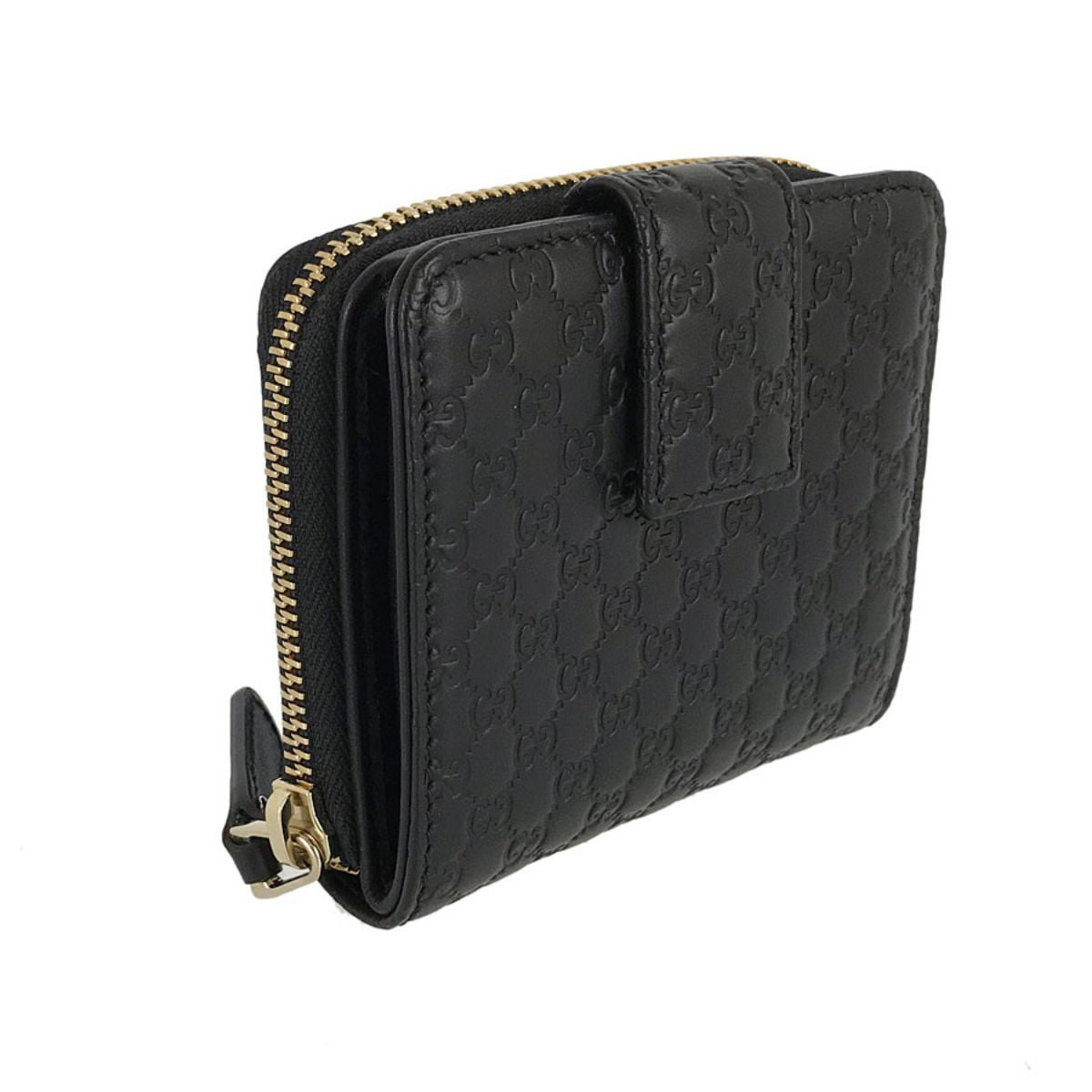 Gucci Microguccissima GG Logo Black Zipper Leather Wallet 449395 