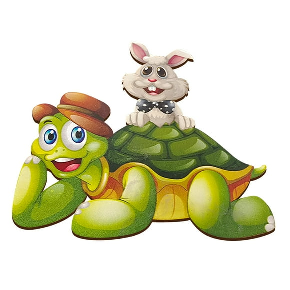 Clearance Easter Items! Easter Wooden Hanging Sign Wooden Wall Stickers Bunny Tortoise Eggs Outdoor Fence Decoration Indoor Scene
