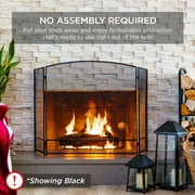 Best Choice Products 47.5x27.25in 3-Panel Steel Mesh Fireplace Screen, Spark Guard w/ Rustic Worn Finish - Black