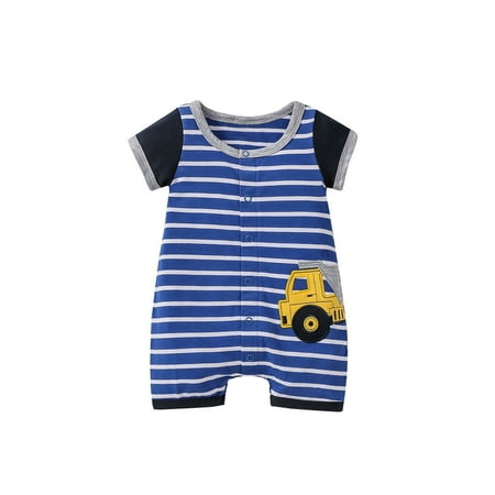

DNDKILG Baby Toddler Girls Boy Striped Short Sleeve Bodysuits Blue 0-24M 80