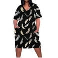 thumbnail image 2 of New Oversized Summer Dresses for Women 2025 Women Casual T-Shirt Dress V Neck Short Sleeve with Front Two Pockets Print Oversize Dresses Plus+Size+Dresses, 2 of 5