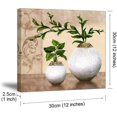 thumbnail image 4 of 3 Piece Wall Art for Bathroom/Hallway, SZ HD Elegant Canvas Painting Prints of Green Spring Plants in Vases on Beige/Tan Picture (Waterproof Decor, Ready to Hang, 12x12 x3), 4 of 6