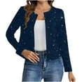 thumbnail image 2 of ClodeEU Womens Cropped Sequin Jacket, Short Trendy Sparkle Long Sleeve Slim Cardigan Navy,Womens Plus M, 2 of 8