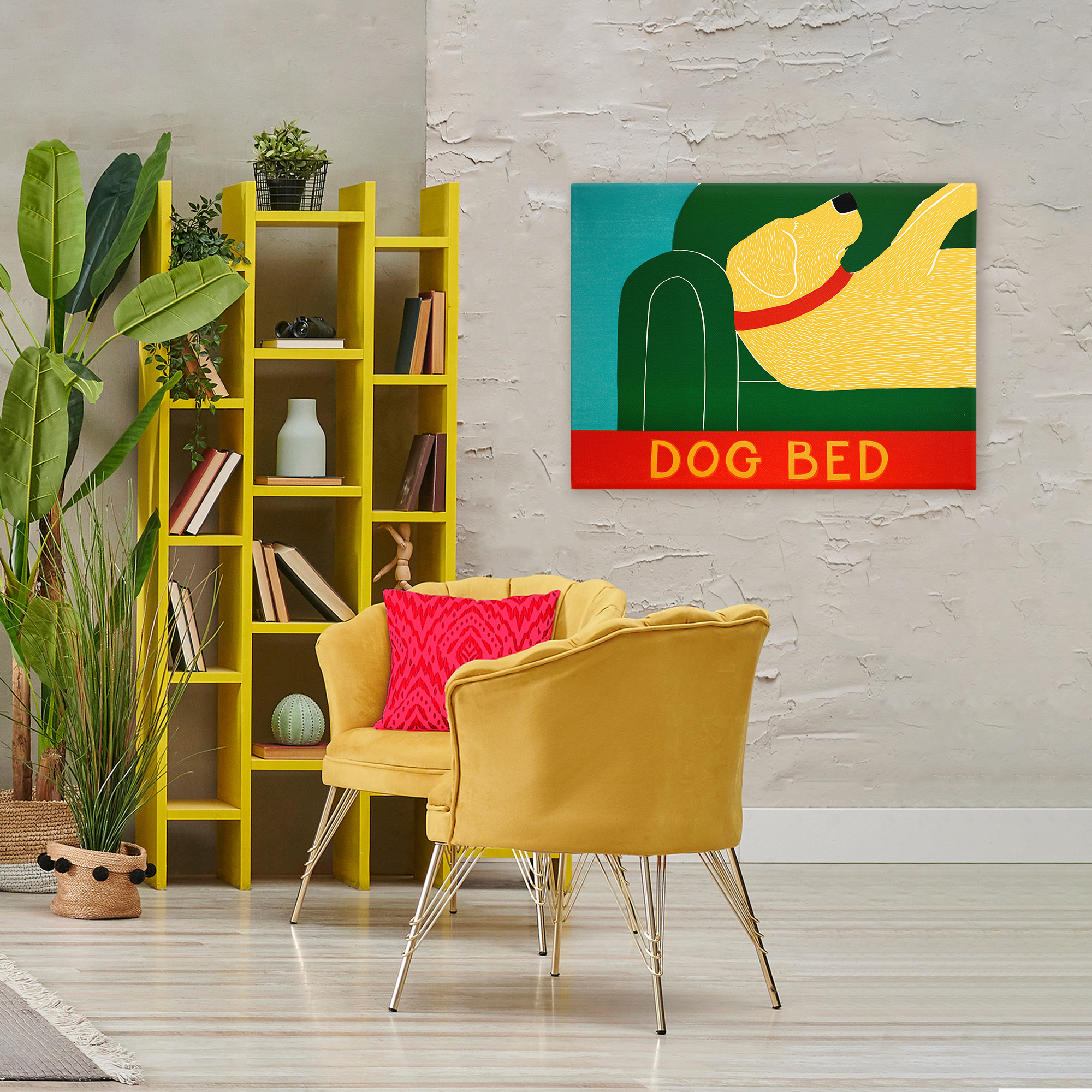 Dog Bed Labrador Canvas Wall Art, design by Stephen Huneck