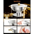 thumbnail image 6 of 4 Pack 5 Qt Stainless Steel Chafing Dishes Buffet Set, Buffet Warmers Sets with Spoon and Tweezers, Round Catering Chafer Warmer Set w/Lid Holder for Kitchen Party Banquet Dining, 6 of 7