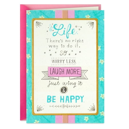 Hallmark Birthday Card for Friend (Worry Less, Laugh More, Be Happy)