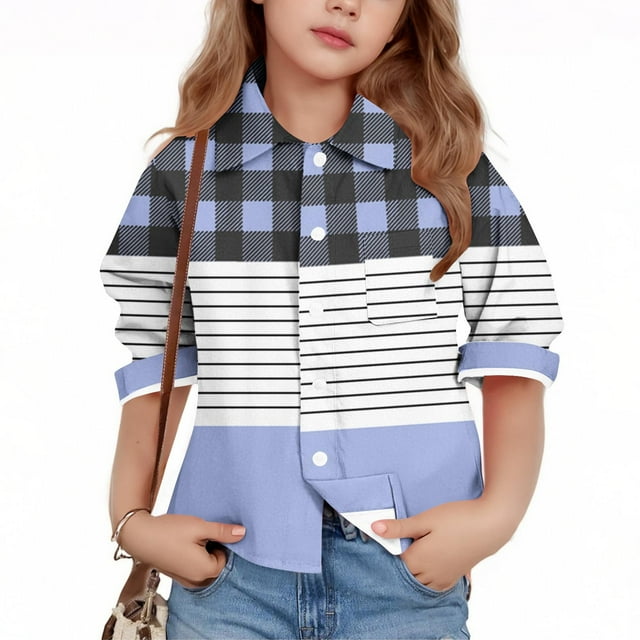 YUNAFFT Chemise à Carreaux Garçons & Filles Manches Longues Col Décontracté Printemps Été Y2K