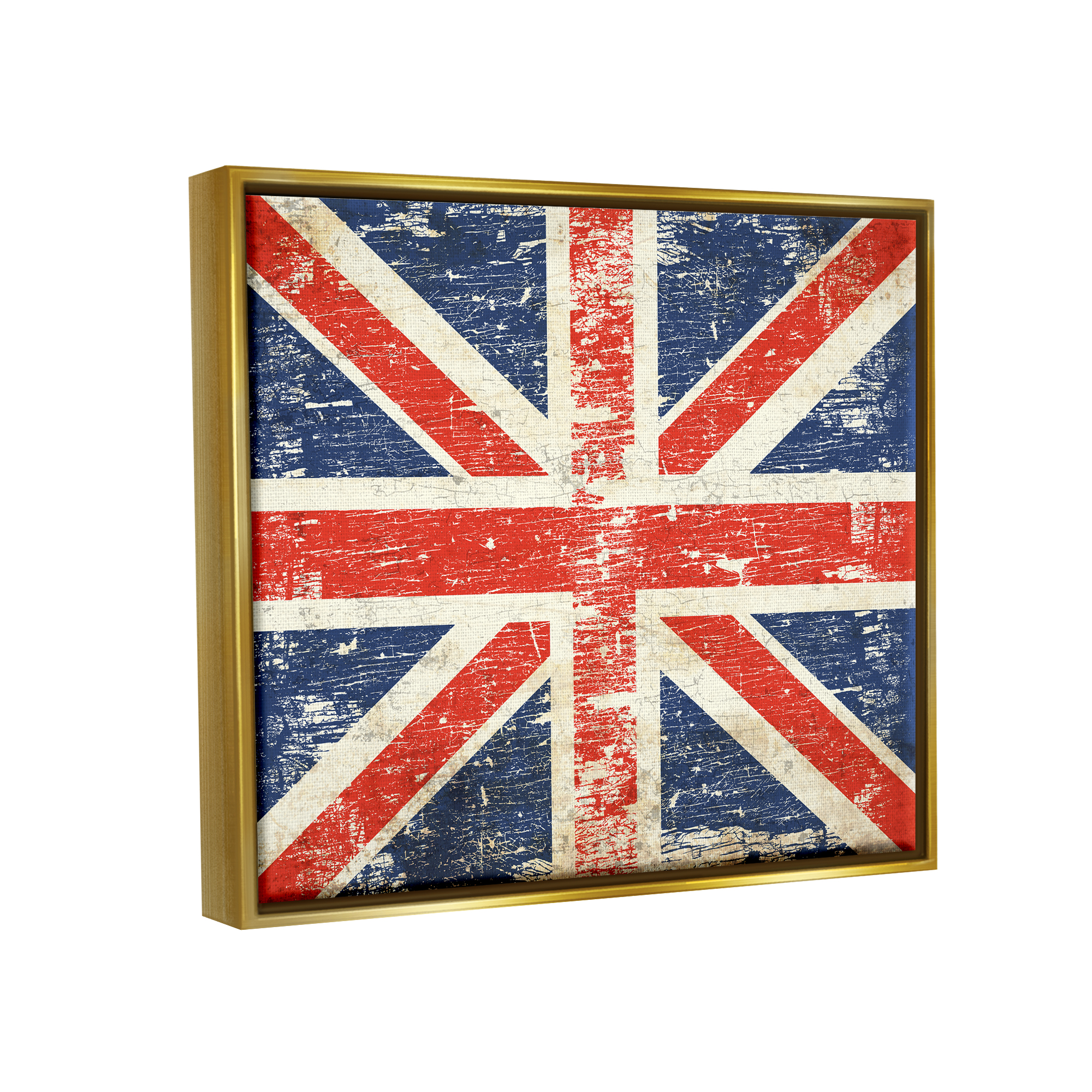 Stupell Industries Rustic United Kingdom Flag Town & City Painting Gold Floater Framed Art Print Wall Art, 31 x 25