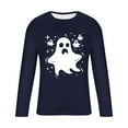 thumbnail image 6 of YOIAVAIOY Mens Holiday Long Sleeve Tees Ghost Graphic T Shirt Long Sleeve Crew Neck Halloween Pullover Fall Fashion Tops Navy XL, 6 of 6