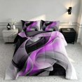 thumbnail image 2 of Manfei Purple Black and Gray Queen Comforter Set, Modern Abstract Artwork, Black Reversible 3pcs, 1 Comforter and 2 Pillowcases, 2 of 6