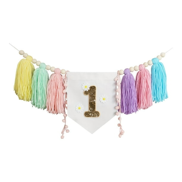 Banner de trona para primer cumpleaños, decoración de pared, accesorios de cumpleaños para niña, vacaciones Estilo C