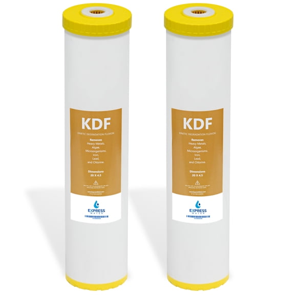 Kinetic Degradation Fluxion Replacement Filter ? KDF Catalytic Carbon Large Capacity Water Filter ? Whole House Heavy Metal Filtration ? 4.5? x 20? inch ? 2 Pack