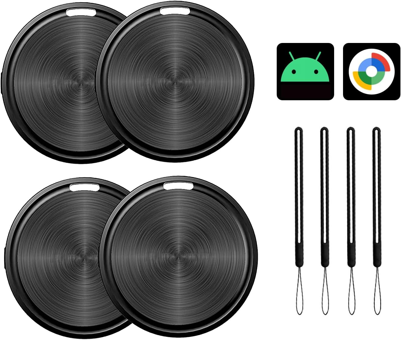 Apple AirTag, 4-Pack with Slinger Leather Case with Key Ring, 4