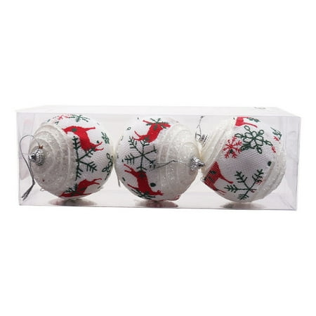 

ActFu 3/6Pcs Christmas Balls Sequins Hanging Foam Reusable Fabric Wrapped Pendants for Festival Party