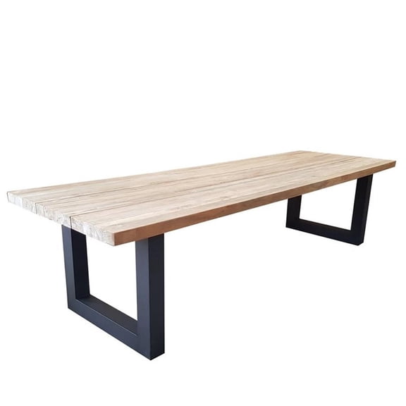 Padma's Plantation Vittoria Wood 98.5" Patio Dining Table in Natural & Iron