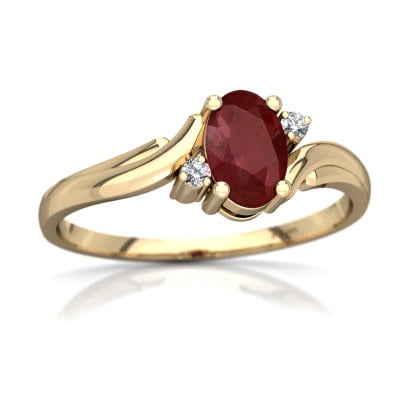 Ruby Gold Wedding Bands - Ruby Swirls Ring in 14K Yellow Gold
