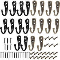 20-Pack Wall Mounted Coat Hooks Set - Decorative Screw-In Hooks for Robes, Hats & Keys (10 Black 10 Bronze) with 20 Screws - Ideal for Bathroom, Bedroom, Garage & Entryway Organization