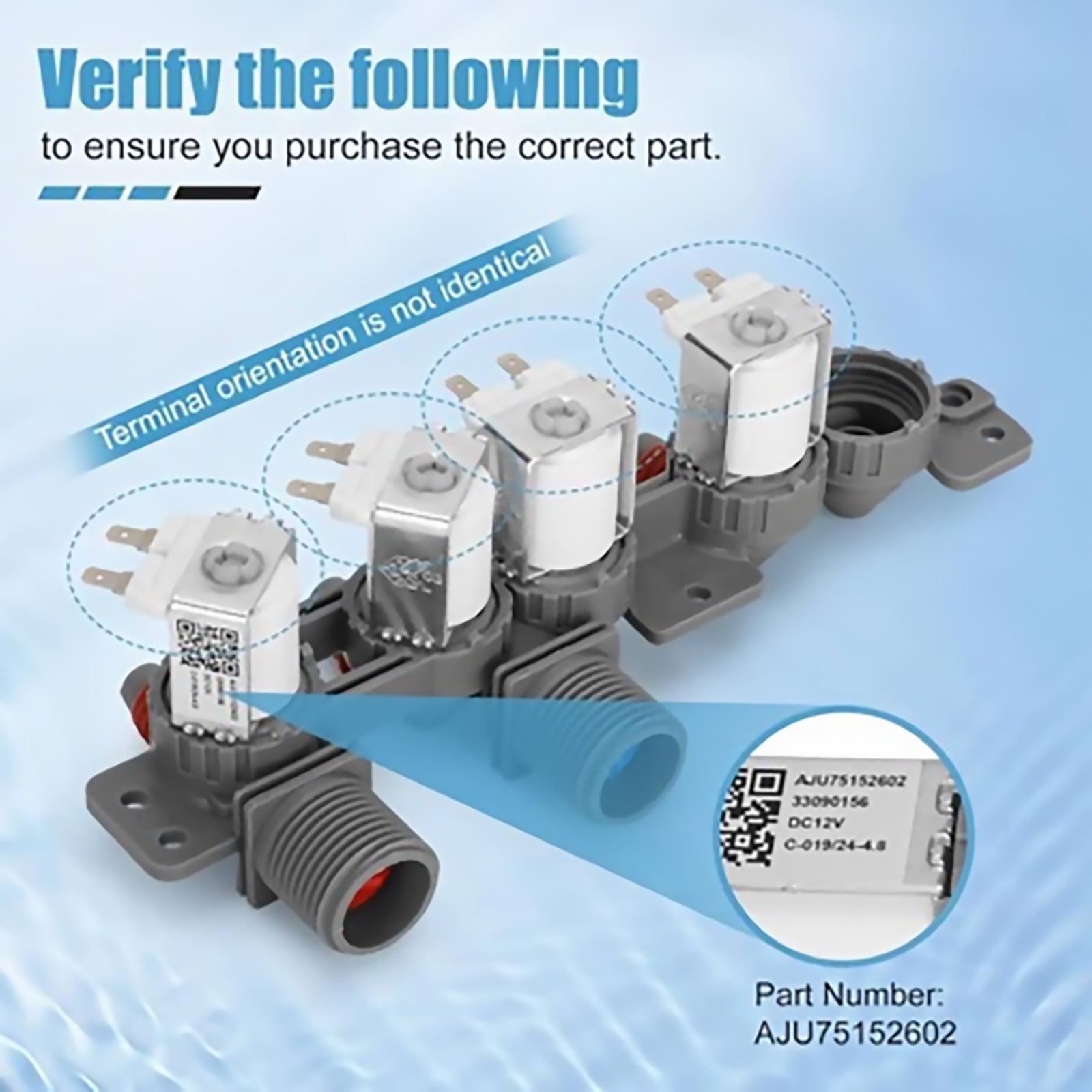 NATEFEMIN Water Inlet Valve Replacement for LG Washing Machine AJU75152602