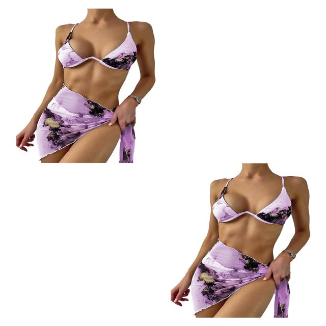 Greeniant Traje de baño de tres piezas para mujer, conjunto dividido, traje de baño acolchado con cable, traje de baño para fiesta en la playa, traje de Type1 NO1 Greeniant CBP221211