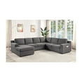 thumbnail image 2 of Waylon Gray Linen 6-Seater U-Shape Sectional Sofa Chaise and Pocket, 2 of 5