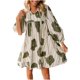 thumbnail image 1 of Vestido de Manga Corta para las Mujeres, V-Cuello Impresión Empalme Encaje Hasta Vestido Suelto, Moda Casual Midi, 1 of 9