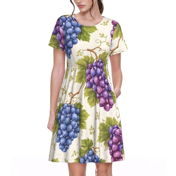 Grape Dresses Short Sleeve Nightdresses for Women