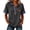 Dark Gray, variant on Women's Casual Short Sleeve Pullover Sweatshirt Denim Stitching Button Turtleneck Top Loose Comfy Solid Color, Dark Gray S