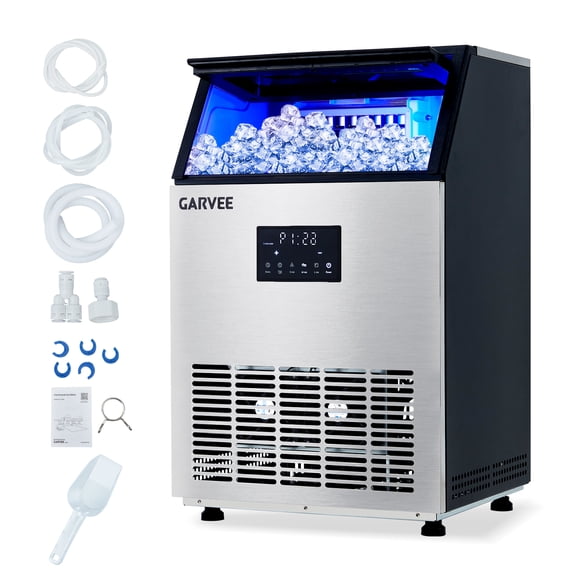 Commercial Ice Maker – 150 lbs/24H Production, 40 lbs Bin, Stainless Steel, Built-in or Freestanding, Self-Cleaning, 3 Ice Sizes – Ideal for Home Bar & Restaurant
