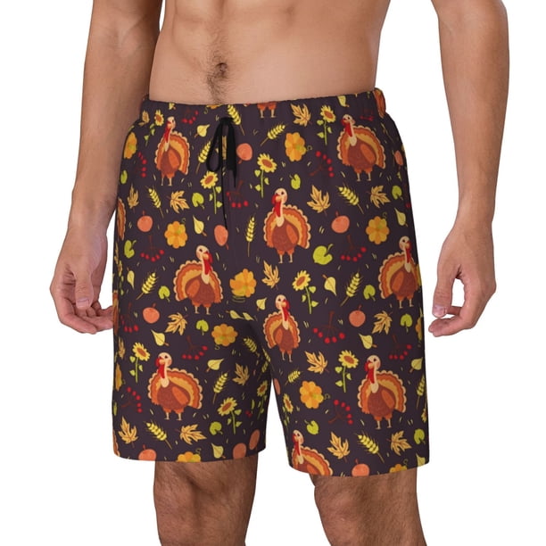 Fotbe Turkey Bird Traje de Baño para Hombre – Shorts de Natación de Secado Rápido con Forro y Bolsillos-XX-Large