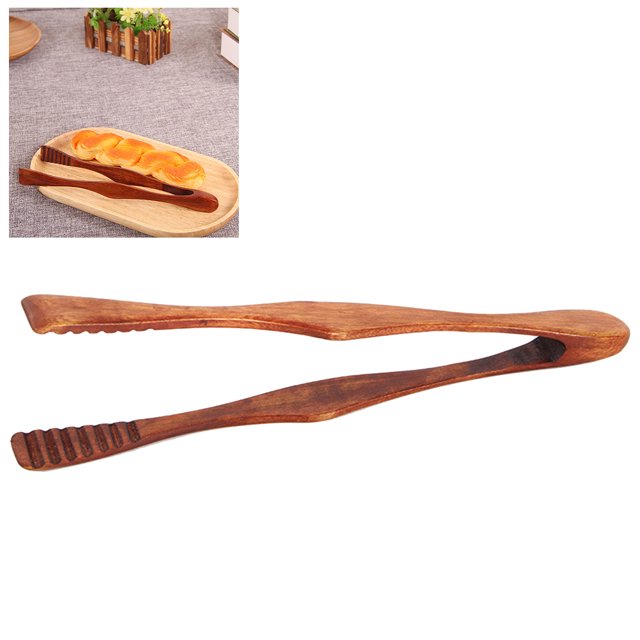 Pinzas de madera para alimentos, pinzas para bistec de barbacoa, pinzas para pan, postre, pastelería, abrazadera, herramientas de cocina