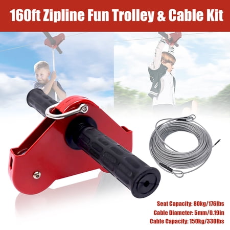 160 Feet Zip Line Kit for Kids and Adult up to 330lbs with Galvanized Iron Ziplin