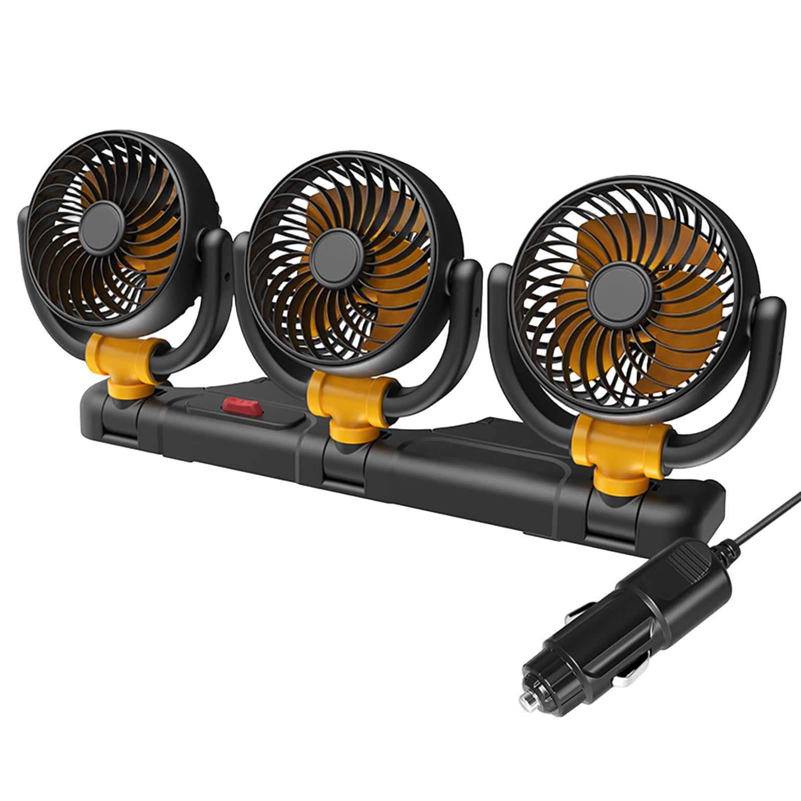 Portable 3-Head Car Cooling Fan, Adjustable 360° Rotating, Powerful Airflow for Vehicles, RVs, and SUVs