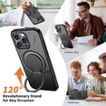 thumbnail image 3 of [PST] iPhone 16 Pro Max Ring Case, Slim Hybrid Magnetic Case with Rotating Ring Kickstand (MagSafe Compatible), 3 of 5