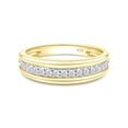 thumbnail image 3 of AFFY 0.25CT Moissanite Diamond Channel Set Men's Engagement Ring in 14K Yellow Gold over Silver-9.5, 3 of 6