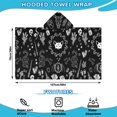 thumbnail image 2 of Black Gothic Skull Cat Pattern Hooded Bath Towel，50"x30" for Ages 3 To 12 Kids, Quick Dry Lightweight Soft Microfiber Hood Beach Towel Cover Up for Kids, 2 of 7