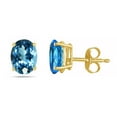 thumbnail image 3 of AoneJewelryOval Blue Topaz Earrings for Women in 14k Yellow Gold ( 8x6 mm ) Prong-Setting, 3 of 4