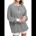 thumbnail image 1 of Camiseta de Larga Extragrande para Mujer, Túnica A Rayas con Bloques de Color, Sudadera Holgada de Otoño con Cuello Redondo y Negro XL, 1 of 8