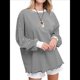 thumbnail image 1 of Camiseta de Larga Extragrande para Mujer, Túnica A Rayas con Bloques de Color, Sudadera Holgada de Otoño con Cuello Redondo y Negro XL, 1 of 8