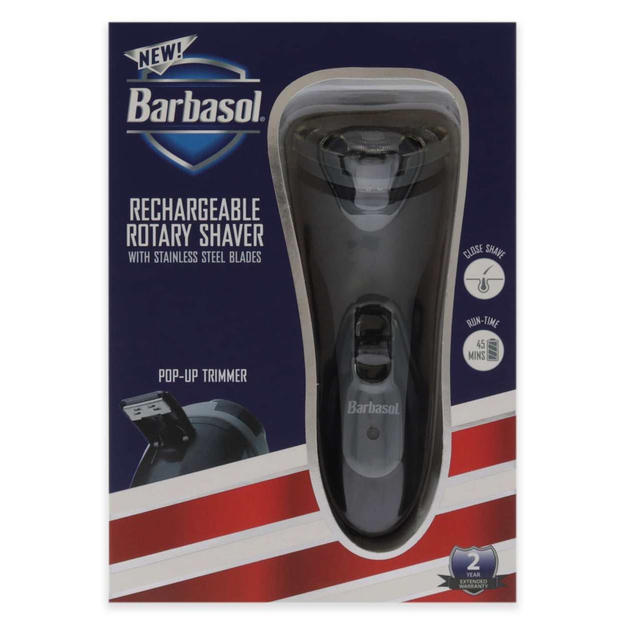 Barbasol Men's Rechargeable Wet/Dry LCD Lithium Rotary Shaver with Pop-up Trimmer (CBR1-1003-BLB)