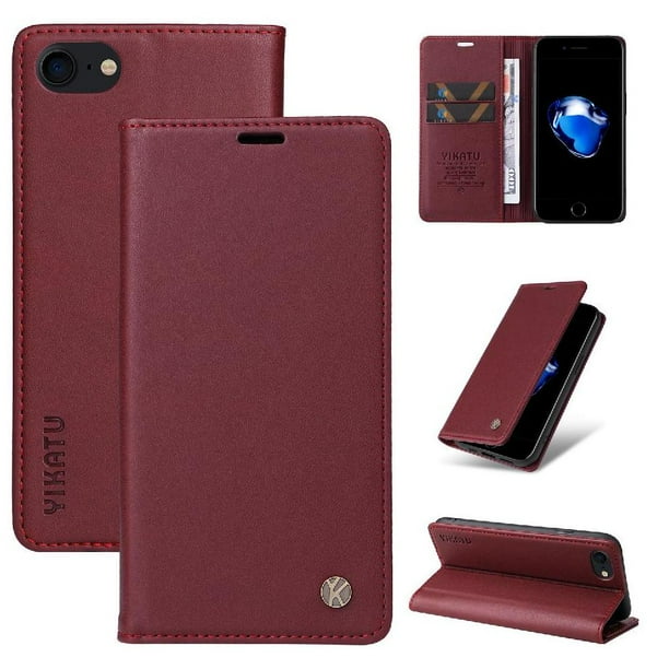 Funda para iPhone SE 2022 Estuche de Cuero PU Tipo Cartera con Ranuras para Tarjetas y Cierre Magnético