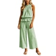 thumbnail image 3 of Lcziwo Womens Two Piece Sets Elastic Waist Ruffle Trim Tank Tops Wide Leg Pant Set Gingham Casual Beach Vacation Lounge Set Green,L, 3 of 5