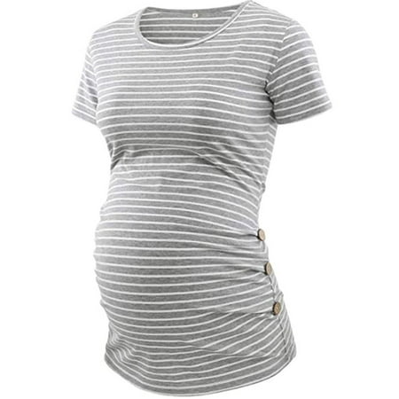 

YUNAFFT Women s Maternity Tops Shirts Short Sleeve Women s Maternity Wear Round Neck Side Button And Pleated Top Maternity Short Sleeve T-shirt Discount